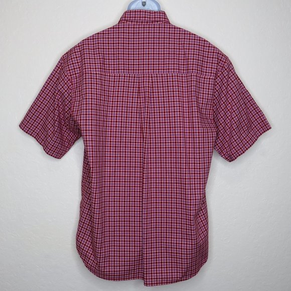 Haggar* Men's Short Sleeve Button Down Curved Hem Chest Pocket Shirt~ Size Large - Picture 2 of 12